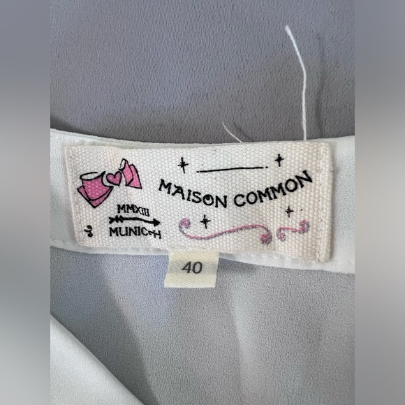 Maison Common Womens Pleated Sleeveless Crew Neck Top Blouse White Size 40 - Picture 7 of 11